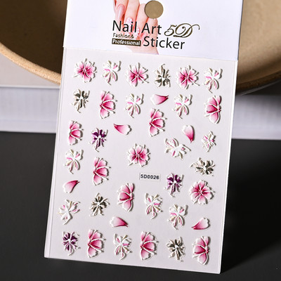 5D New Craft Butterfly Nail Art Naljepnica Ultra-tanka klizna dekoracija Prozirne naljepnice Crno/bijelo/ružičasta samoljepljiva naljepnica