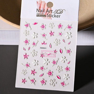 5D New Craft Butterfly Nail Art Naljepnica Ultra-tanka klizna dekoracija Prozirne naljepnice Crno/bijelo/ružičasta samoljepljiva naljepnica