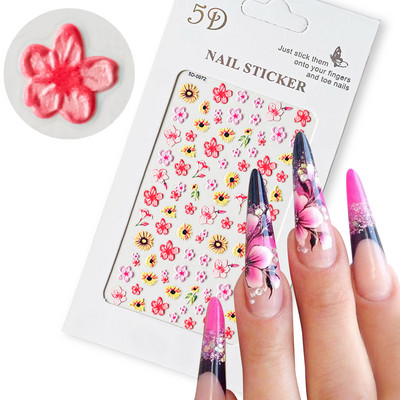 5D New Craft Butterfly Nail Art Naljepnica Ultra-tanka klizna dekoracija Prozirne naljepnice Crno/bijelo/ružičasta samoljepljiva naljepnica