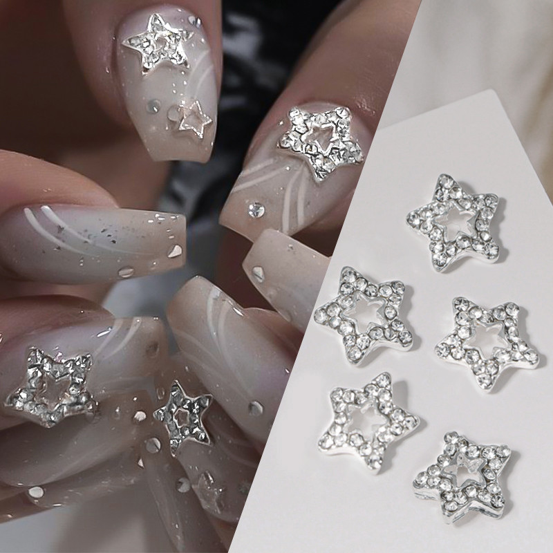 10gab/maisiņš Spīdīgs sakausējums Butterfly Nagu piekariņi Metāla Butterfly Star Nagu Dārgakmeņi 3D Rhinestones Manikīrs Rotaslietas DIY Nagu aksesuāri