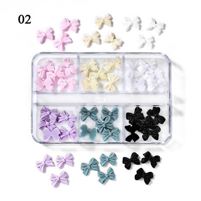 6Režģi Akrila Ziedi 3D Nagu mākslas rotājumi Sveķu piekariņi Zelta krelles Kaviāra Pērle Jaukti Rhinestones Aksesuāri Manikīrs