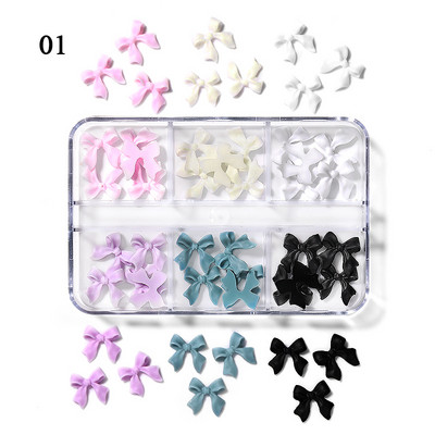 6Režģi Akrila Ziedi 3D Nagu mākslas rotājumi Sveķu piekariņi Zelta krelles Kaviāra Pērle Jaukti Rhinestones Aksesuāri Manikīrs