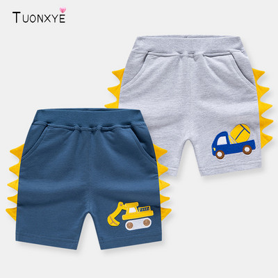 TUONXYE Summer Boys Shorts Cartoon Embroider Excavator Βαμβακερό καθημερινό παντελόνι τσέπης που αναπνέει Παιδικά ρούχα 2-9 ετών