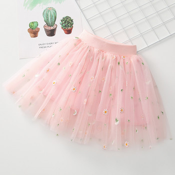 Καλοκαίρι 2024 Νέο Βρεφικό Κοριτσίστικο φλοράλ κεντημένο διχτυωτό πλέγμα Παιδική φούστα Faldas Μίνι φούστα από απαλό τούλι για κορίτσια Φούστα χορού 2-8Τ