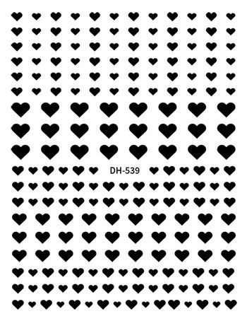3d стикери за нокти Червени черни бели любовни сърца звезди облаци френски пълни връхчета залепващи стикери за нокти плъзгач за маникюр