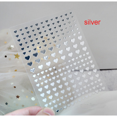 3d Naljepnice za nokte Crveno Crno Bijelo Ljubavna Srca Zvijezde Oblaci Francuski puni vrhovi Ljepljive naljepnice za nokte Klizač za manikuru