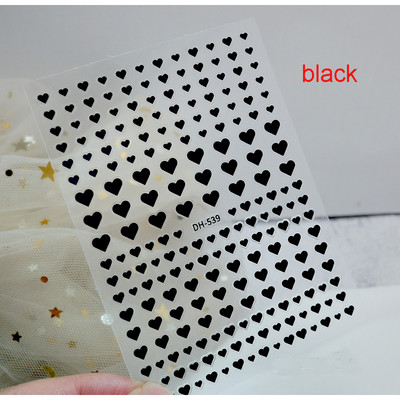 3d Naljepnice za nokte Crveno Crno Bijelo Ljubavna Srca Zvijezde Oblaci Francuski puni vrhovi Ljepljive naljepnice za nokte Klizač za manikuru