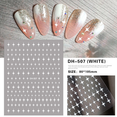 3d Naljepnice za nokte Crveno Crno Bijelo Ljubavna Srca Zvijezde Oblaci Francuski puni vrhovi Ljepljive naljepnice za nokte Klizač za manikuru