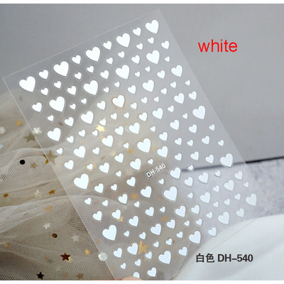 3d Naljepnice za nokte Crveno Crno Bijelo Ljubavna Srca Zvijezde Oblaci Francuski puni vrhovi Ljepljive naljepnice za nokte Klizač za manikuru