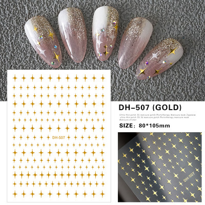 3d Naljepnice za nokte Crveno Crno Bijelo Ljubavna Srca Zvijezde Oblaci Francuski puni vrhovi Ljepljive naljepnice za nokte Klizač za manikuru