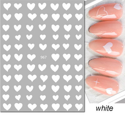 3d Naljepnice za nokte Crveno Crno Bijelo Ljubavna Srca Zvijezde Oblaci Francuski puni vrhovi Ljepljive naljepnice za nokte Klizač za manikuru