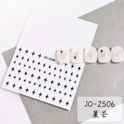 3d Naljepnice za nokte Crveno Crno Bijelo Ljubavna Srca Zvijezde Oblaci Francuski puni vrhovi Ljepljive naljepnice za nokte Klizač za manikuru