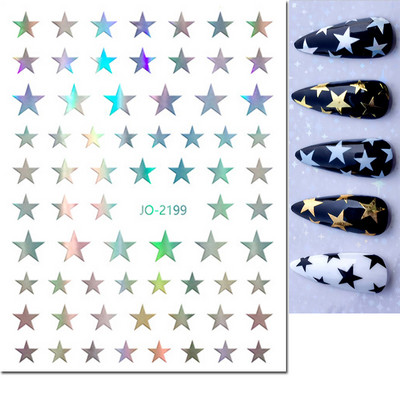 3d Naljepnice za nokte Crveno Crno Bijelo Ljubavna Srca Zvijezde Oblaci Francuski puni vrhovi Ljepljive naljepnice za nokte Klizač za manikuru