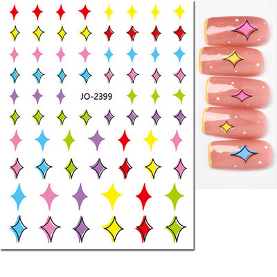 3d Naljepnice za nokte Crveno Crno Bijelo Ljubavna Srca Zvijezde Oblaci Francuski puni vrhovi Ljepljive naljepnice za nokte Klizač za manikuru