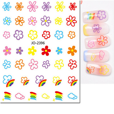 3d Naljepnice za nokte Crveno Crno Bijelo Ljubavna Srca Zvijezde Oblaci Francuski puni vrhovi Ljepljive naljepnice za nokte Klizač za manikuru