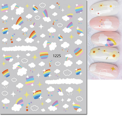 3d Naljepnice za nokte Crveno Crno Bijelo Ljubavna Srca Zvijezde Oblaci Francuski puni vrhovi Ljepljive naljepnice za nokte Klizač za manikuru