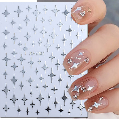 3d Naljepnice za nokte Crveno Crno Bijelo Ljubavna Srca Zvijezde Oblaci Francuski puni vrhovi Ljepljive naljepnice za nokte Klizač za manikuru