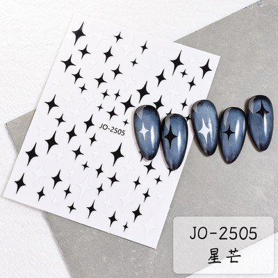 3d Naljepnice za nokte Crveno Crno Bijelo Ljubavna Srca Zvijezde Oblaci Francuski puni vrhovi Ljepljive naljepnice za nokte Klizač za manikuru