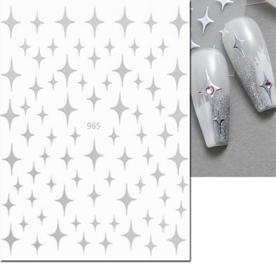 3d Naljepnice za nokte Crveno Crno Bijelo Ljubavna Srca Zvijezde Oblaci Francuski puni vrhovi Ljepljive naljepnice za nokte Klizač za manikuru