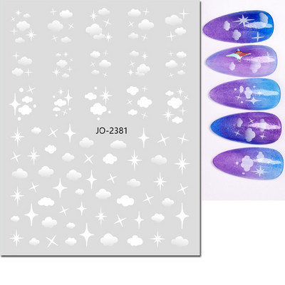 3d Naljepnice za nokte Crveno Crno Bijelo Ljubavna Srca Zvijezde Oblaci Francuski puni vrhovi Ljepljive naljepnice za nokte Klizač za manikuru