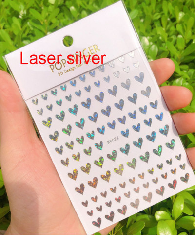 3d Naljepnice za nokte Crveno Crno Bijelo Ljubavna Srca Zvijezde Oblaci Francuski puni vrhovi Ljepljive naljepnice za nokte Klizač za manikuru