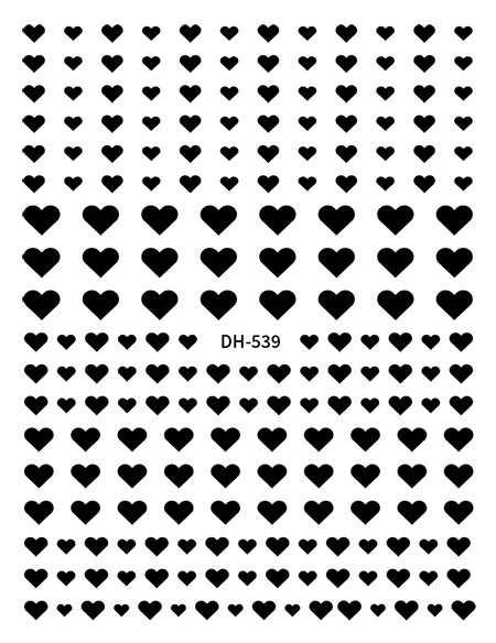 3d Naljepnice za nokte Crveno Crno Bijelo Ljubavna Srca Zvijezde Oblaci Francuski puni vrhovi Ljepljive naljepnice za nokte Klizač za manikuru