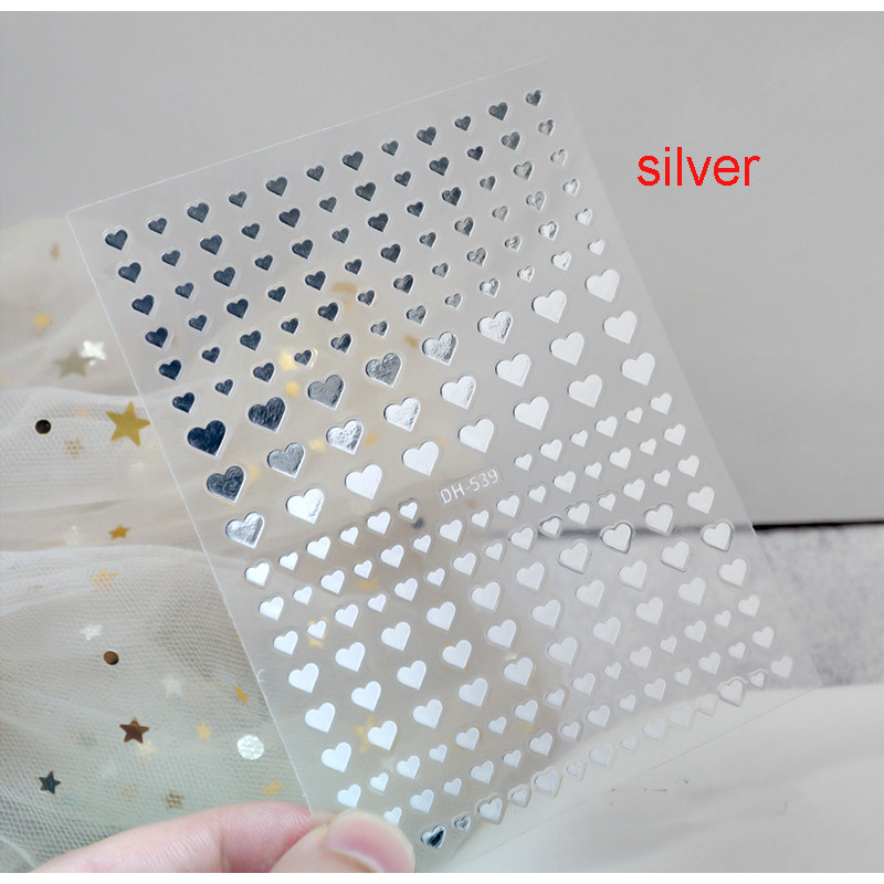 3d Naljepnice za nokte Crveno Crno Bijelo Ljubavna Srca Zvijezde Oblaci Francuski puni vrhovi Ljepljive naljepnice za nokte Klizač za manikuru