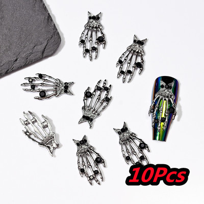 10Gb Full Glitter Punk Cross nagu piekariņi 7*11.5cm sudraba/zelta metāla krustveida nagu mākslas dekorēšana 3D Luxury Classic Cross Manikīrs