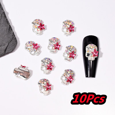 10Gb Full Glitter Punk Cross nagu piekariņi 7*11.5cm sudraba/zelta metāla krustveida nagu mākslas dekorēšana 3D Luxury Classic Cross Manikīrs