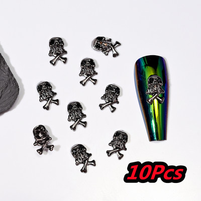 10Gb Full Glitter Punk Cross nagu piekariņi 7*11.5cm sudraba/zelta metāla krustveida nagu mākslas dekorēšana 3D Luxury Classic Cross Manikīrs