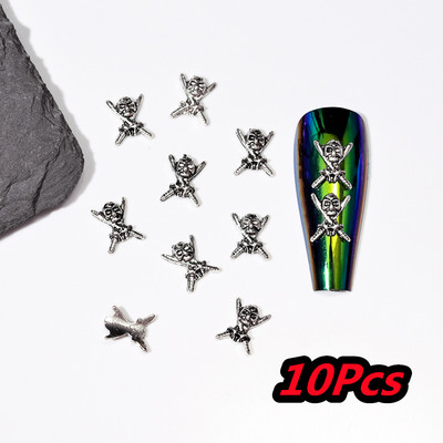 10Gb Full Glitter Punk Cross nagu piekariņi 7*11.5cm sudraba/zelta metāla krustveida nagu mākslas dekorēšana 3D Luxury Classic Cross Manikīrs