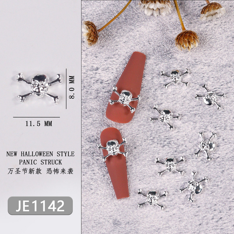 10Gb Full Glitter Punk Cross nagu piekariņi 7*11.5cm sudraba/zelta metāla krustveida nagu mākslas dekorēšana 3D Luxury Classic Cross Manikīrs