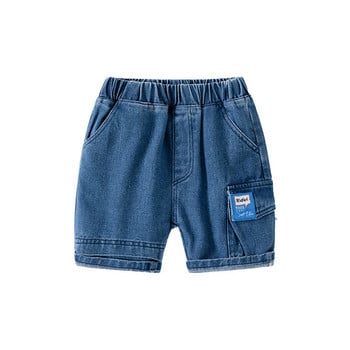 2024 Summer Boys Fashion Casual Jean σορτς μέσης μέσης μπλε Παιδικό κομμένο παντελόνι 2-7 ετών Παιδικά γράμματα Cowboy Κοντά παντελόνια