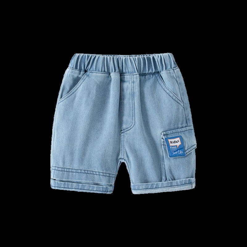 2024 de vară pentru băieți, ocazional, pantaloni scurți de blugi, pantaloni tăiați pentru copii, albaștri, 2-7 ani, pantaloni scurti cu litere de cowboy