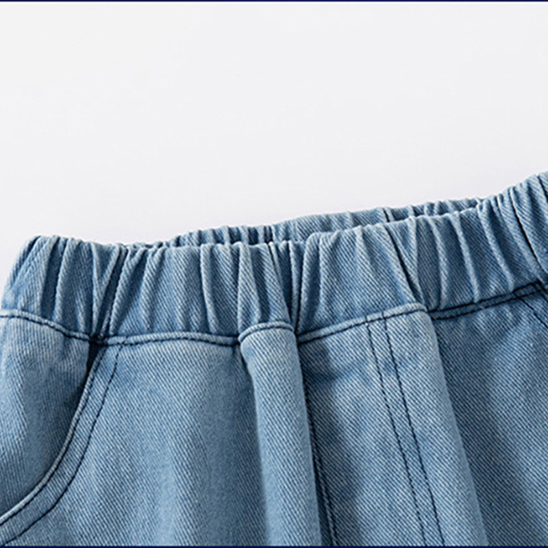 2024 de vară pentru băieți, ocazional, pantaloni scurți de blugi, pantaloni tăiați pentru copii, albaștri, 2-7 ani, pantaloni scurti cu litere de cowboy