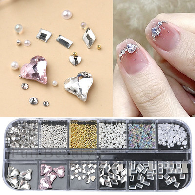 Fehér Gyöngyök Körömre Kaviár Gyöngy Nail Art Charms Decor Félforma Design 3D Kristályok Strasszkövek Manikűr Kiegészítők LA2070