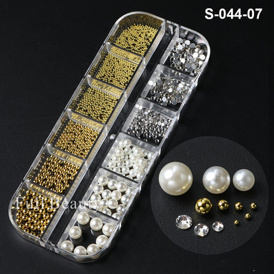 Fehér Gyöngyök Körömre Kaviár Gyöngy Nail Art Charms Decor Félforma Design 3D Kristályok Strasszkövek Manikűr Kiegészítők LA2070