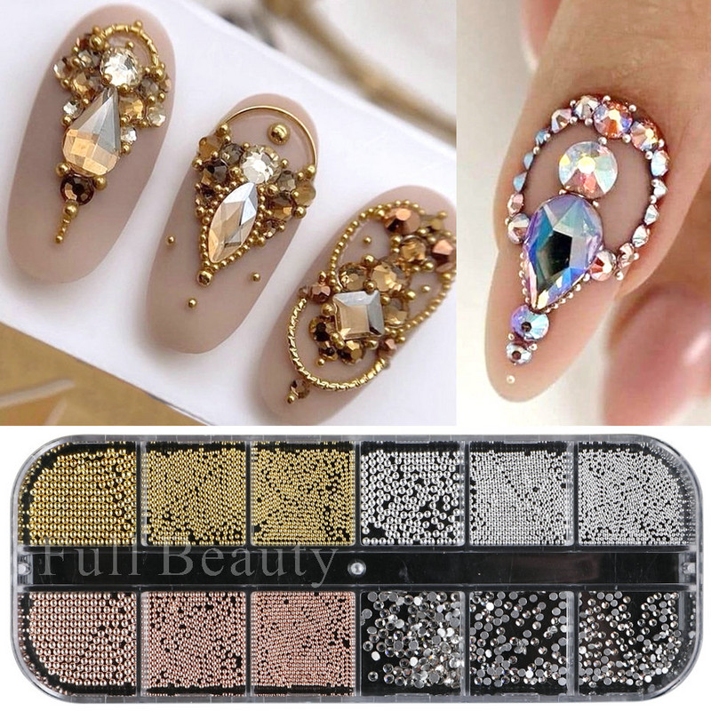 Fehér Gyöngyök Körömre Kaviár Gyöngy Nail Art Charms Decor Félforma Design 3D Kristályok Strasszkövek Manikűr Kiegészítők LA2070