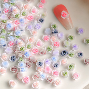 3D нокти Пролет Лято Macaron Rose Pink Flower Charms Смесени перлени мъниста Декорация със стрази Нокти Аксесоари Консумативи Луксозни