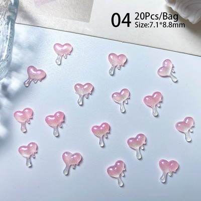 1Bag Auroras Glitter Pink Sirds Zvaigznes formas nagu piekariņi Aksesuāri Izejmateriāli Spilgti tumsā nagu materiālu rotājumi