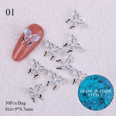 1Bag Auroras Glitter Pink Sirds Zvaigznes formas nagu piekariņi Aksesuāri Izejmateriāli Spilgti tumsā nagu materiālu rotājumi