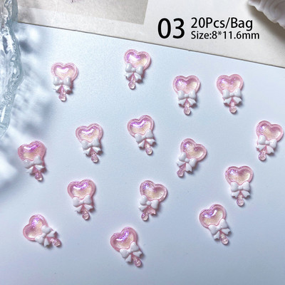 1Bag Auroras Glitter Pink Sirds Zvaigznes formas nagu piekariņi Aksesuāri Izejmateriāli Spilgti tumsā nagu materiālu rotājumi