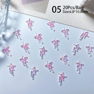 1Bag Auroras Glitter Pink Sirds Zvaigznes formas nagu piekariņi Aksesuāri Izejmateriāli Spilgti tumsā nagu materiālu rotājumi