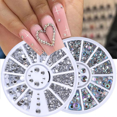 Jauktas krāsas Hameleona nagu Rhinestone Glitter Mazas neregulāras krelles nagu mākslas 3D dekorēšanai Akmens uz riteņa DIY padomi