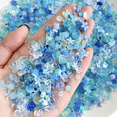 50gab 3D Kawaii Pink Jaukts Ranbom Resin Nagu mākslas piekariņi Multfilmas Rozā balts Nagu Rhinestones Dekorācijas DIY Piederumi Izejmateriāli