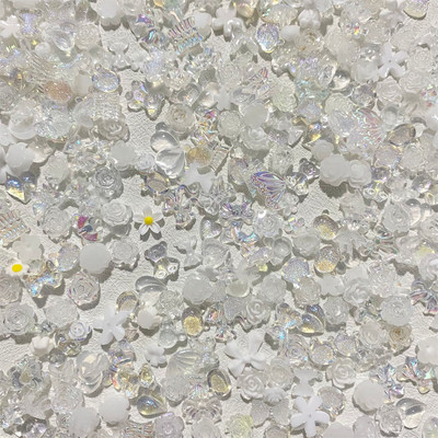 50gab 3D Kawaii Pink Jaukts Ranbom Resin Nagu mākslas piekariņi Multfilmas Rozā balts Nagu Rhinestones Dekorācijas DIY Piederumi Izejmateriāli