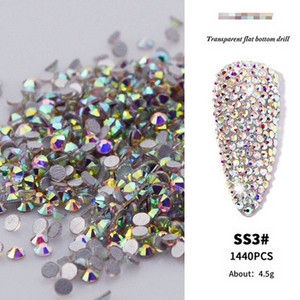 SS3-ss16 1440 gab. Clear Crystal AB zelts 3D bez HotFix FlatBack nagu mākslas dimanta rotājumi apavi un dejošanas kalnu kristāla rotājumi