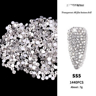 SS3-ss16 1440 gab. Clear Crystal AB zelts 3D bez HotFix FlatBack nagu mākslas dimanta rotājumi apavi un dejošanas kalnu kristāla rotājumi