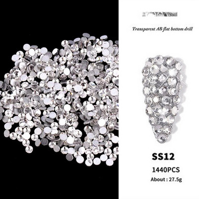 SS3-ss16 1440 gab. Clear Crystal AB zelts 3D bez HotFix FlatBack nagu mākslas dimanta rotājumi apavi un dejošanas kalnu kristāla rotājumi