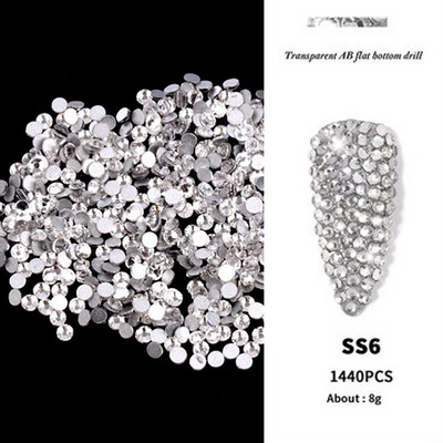 SS3-ss16 1440db Clear Crystal AB arany 3D Non HotFix FlatBack Nail Art gyémánt dekorációk Cipő és tánc strassz dekoráció